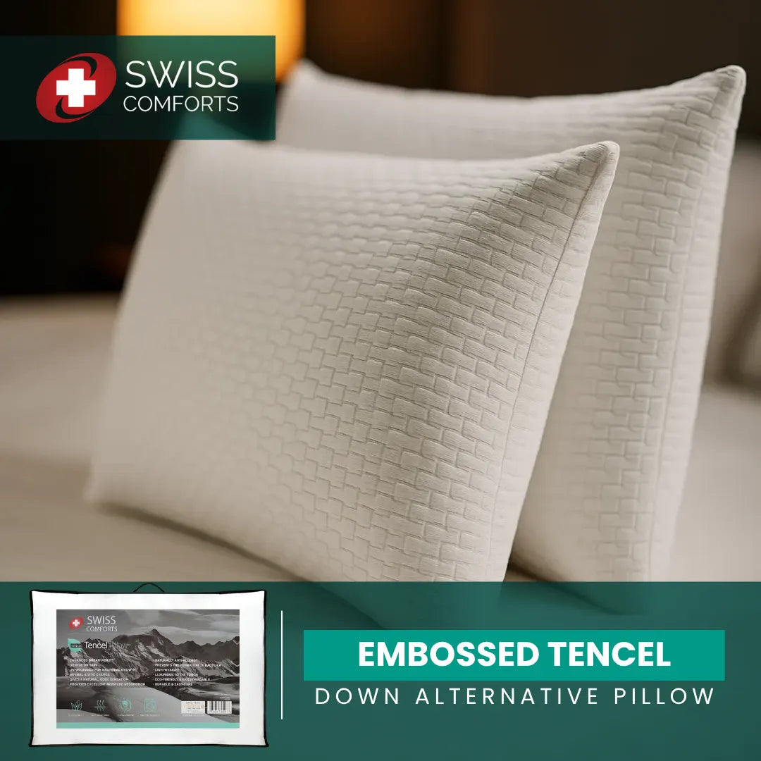 Swiss Comforts Embossed Tencel Down Alternative Pillow, 2-pack image 1